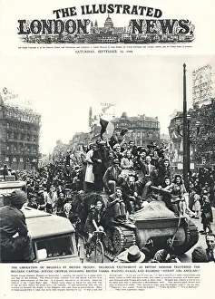 Illustrated London News Prints: 1944 Illustrated London News British Army 11th Armoured Division Liberate Brussels
