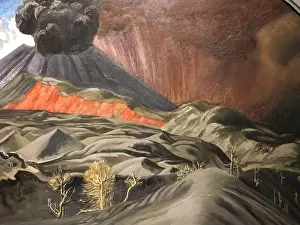 Volcanic Eruption Prints: Detail of a 1946 painting by Mexican artist Dr