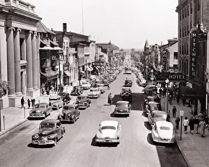 Old Fashion Prints: 1950s AUTOMOBILES AND PEDESTRIANS ON BUSY COMMERCIAL MAIN STREET IN NORRISTOWN PENNSYLVANIA USA - r5137 HAR001 HARS