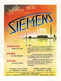 1851 Prints: 1951 colour advertisement for electrical company Siemens