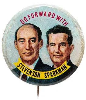 Ephemera Prints: 1952 US presidential campaign button for Adlai Stevenson and John Sparkman