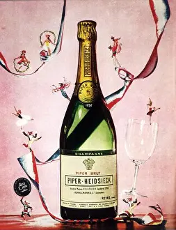Mid Century Prints: 1953 Piper-Heidsieck Brut Champagne Print Ad