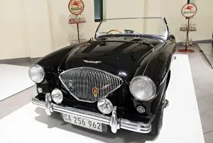 Historical Travel Prints: A 1955 Austin Healey 100M BN2 At the Franschhoek Motor Museum South Africa
