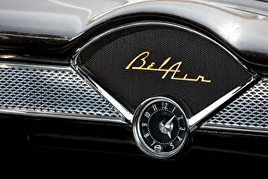 Fashioned Prints: 1955 Chevy BelAir - Interior view to this black and chrome BelAir emblem