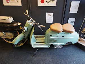 Motorcycles Prints: The 1957 DKW Hobby is a classic German motor scooter that gained popularity in the mid-20th century