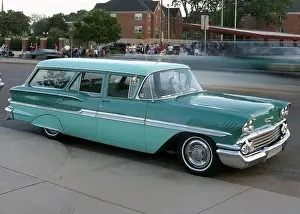 Automobile Prints: 1958 Brookwood Chevrolet Station Wagon parked along University Avenue in St