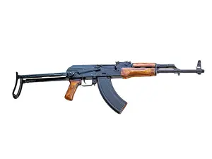 1959 7.62mm AKMS (Modernized Kalashnikov Automatic Rifle Folding) isolated on white background