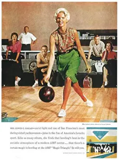 Commercials Prints: 1960 AMF Center bowling alley ad with Edwin C Callan yachtswoman