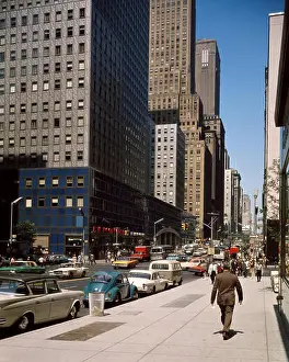 Old Fashioned Prints: 1960s PEDESTRIANS AND STREET TRAFFIC 42ND STREET AND THIRD AVENUE MIDTOWN MANHATTAN NEW YORK CITY USA