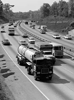 Hars Prints: 1960s TANKER TRUCK TRAVELING ON BUSY EXPRESSWAY