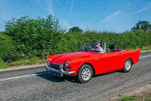 Being Driven Prints: 1963 60s sixties red Sunbeam Alpine two-seater sports drophead coupé 1582cc Cabrio en-route to Capesthorne Hall classic