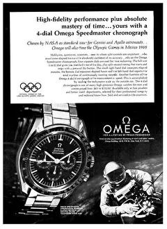Watch Prints: 1967 US Omega Speedmaster Chronograph Ad - 'Chosen by NASA as standard issue for Gemini and Apollo astronauts
