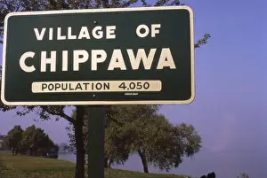 Niagara Falls Prints: 1970, a sign for the Village of Chippawa