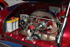 1973 Prints: A 1973 vintage Volkswagen Karmann Ghia Engine