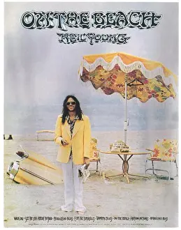 Commercials Prints: 1974 On the Beach Studio album by Neil Young promo poster