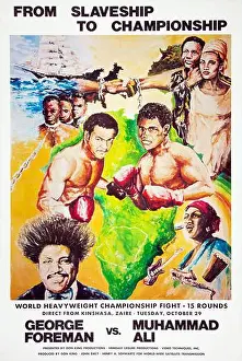 Boxing Prints: 1974 Muhammad Ali vs. George Foreman (Rumble in the Jungle) Rare Discontinued Closed-Circuit Fight Poster