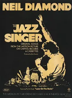 Mens Prints: 1980 Neil Diamond – The Jazz Singer - original songs from the Movie album release cover poster