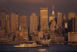 1987 HISTORICAL MIDTOWN SKYLINE HUDSON RIVER MANHATTAN NEW YORK CITY USA
