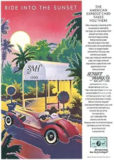 Brand Prints: 1988 Sunset Marquis Hotel & Villas ad - American express card takes you there