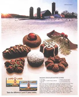 Commercials Prints: 1992 Land O Lakes Butter Ad - Holiday Chocolate Butter Cookies Farm Recipe