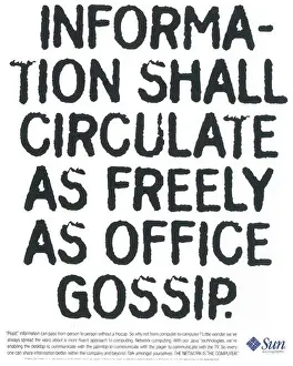 Device Prints: 1998 Sun Microsystems ad. 'Information shall circulate as freely as office gossip