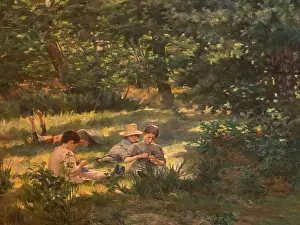 Glade Prints: 19th century - Children in the grass - Ivana Kobilca (1892) oil on canvas