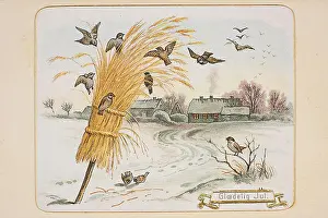 National Library Prints: This 19th-century Christmas card features birds and traditional holiday imagery