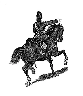 19th-century engraving of Prussian troop in XVIII-XIX century