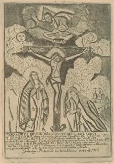 Peruvian Prints: This 19th-century Peruvian artwork depicts the Crucifixion