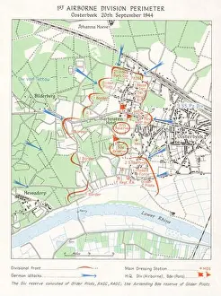 Airborne Prints: 1st Airborne Division. Oosterbeek 20th September 1944. Market Garden 1968 map