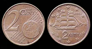 Cents Prints: 2 Euro cent coin, Greece, 2002