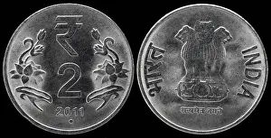 Obverse Prints: 2 rupees coin, India, 2011