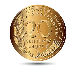 Franc Prints: 20 Centimes coin made by France in 1975
