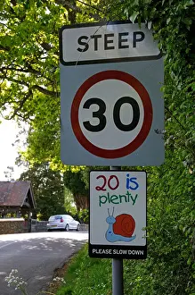 Upright Prints: 20 is plenty speed limit road signs 30 mph english village England UK
