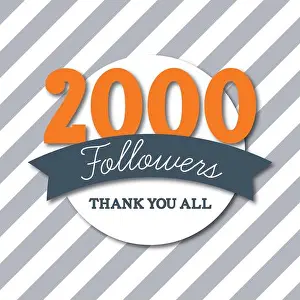 Follower Prints: 2000 followers. Thank you all. Social media subscribers banner