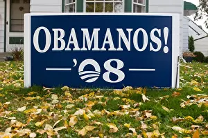 Ephemera Prints: 2008 United States presidential election yard sign for democrat Barack Obama