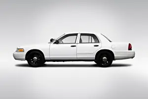 2009 Prints: 2009 Ford Crown Victoria POLICE INTERCEPTOR in White - Drivers Side Profile