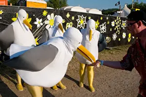 Hippie Prints: 2010 Glastonbury Festival of Contemporary Performing Arts festival flock seagull seagulls beak feed bird avian