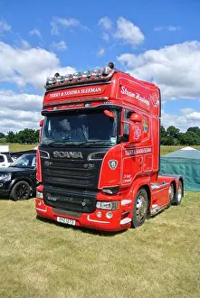 Scania Prints: A 2016 Scania R730 lorry cab parked on display at the 47th Historic Vehicle Gathering classic car show