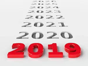 2019 future represents the new year 2019, three-dimensional rendering, 3D illustration