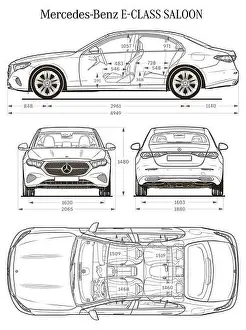 Convertible Prints: 2024 Mercedes-Benz E Class Saloon car blueprint
