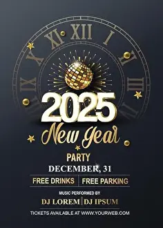 Countdown Prints: 2025 Happy New Year Background for your Flyers and Greetings Card or new year themed party invitation