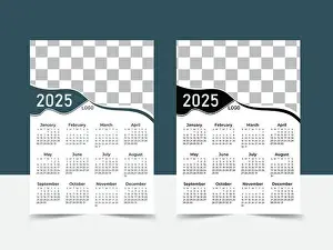 Calendar Date Prints: 2025 year wall calendar design with Monthly event printable calendars template for business agency