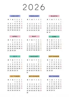 Appointment Prints: 2026 calendar with sleek modern design and colorful month headers in English language