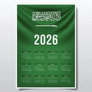 Saudi Arabia Prints: 2026 Printable Calendar Design with SAUDI ARABIA Flag Theme
