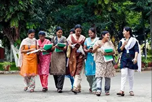Many People Prints: 20years old Indian College girls in the college premises at Coimbatore