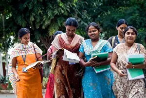 Four People Prints: 20years old Indian College girls in the college premises at Coimbatore