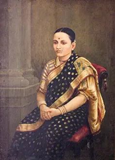 Indian Art Prints: 212 Raja Ravi Varma - Portrait of a Lady -