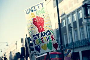 Trump Prints: 21st of january 2017, march of women at oxford street, London, UK