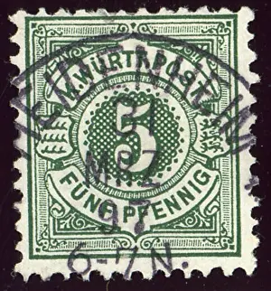 Collectors Item Prints: 24 1897 Württemberg 5Pf Mi56 Heidenheim